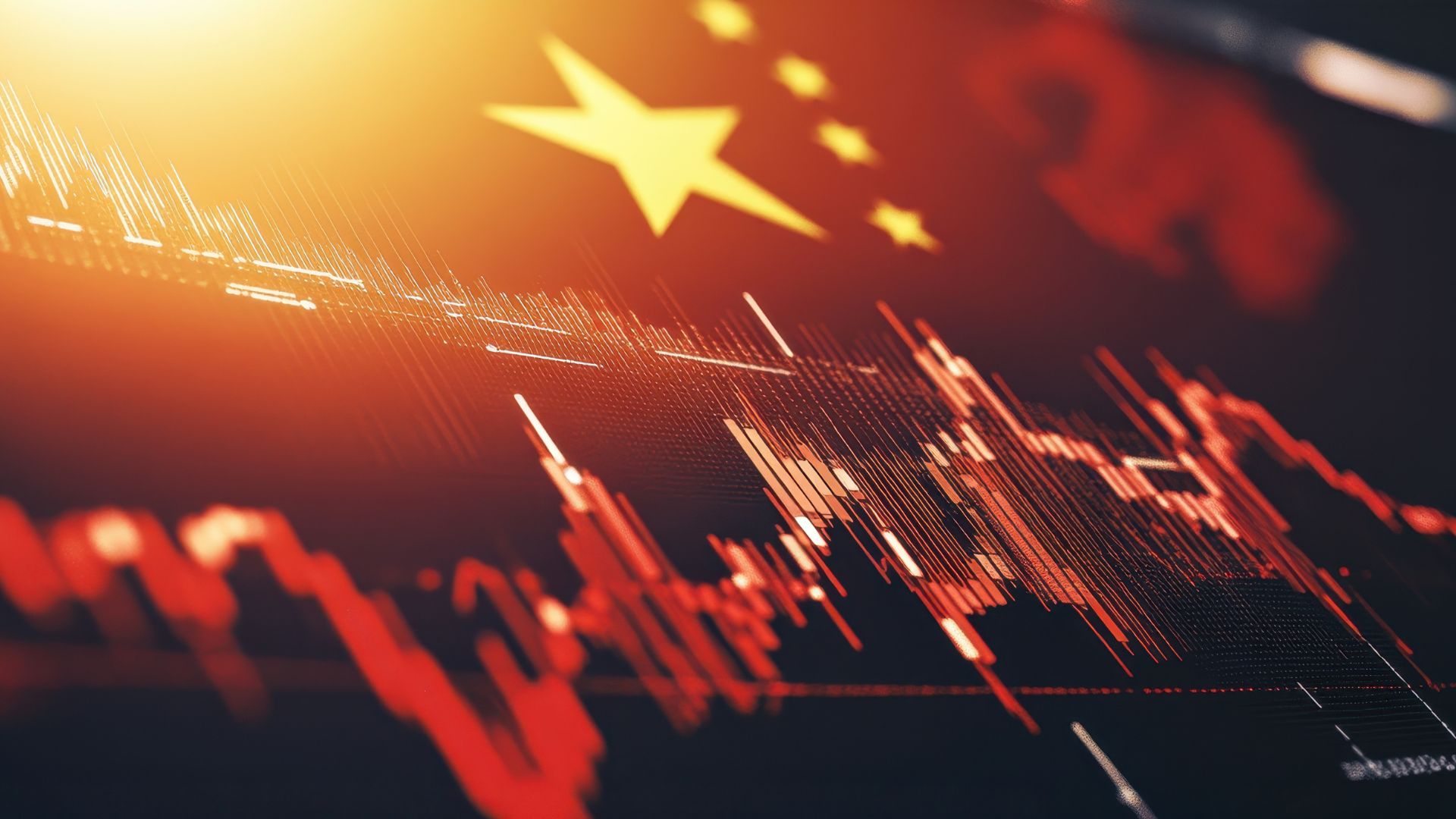 China flag with candlestick