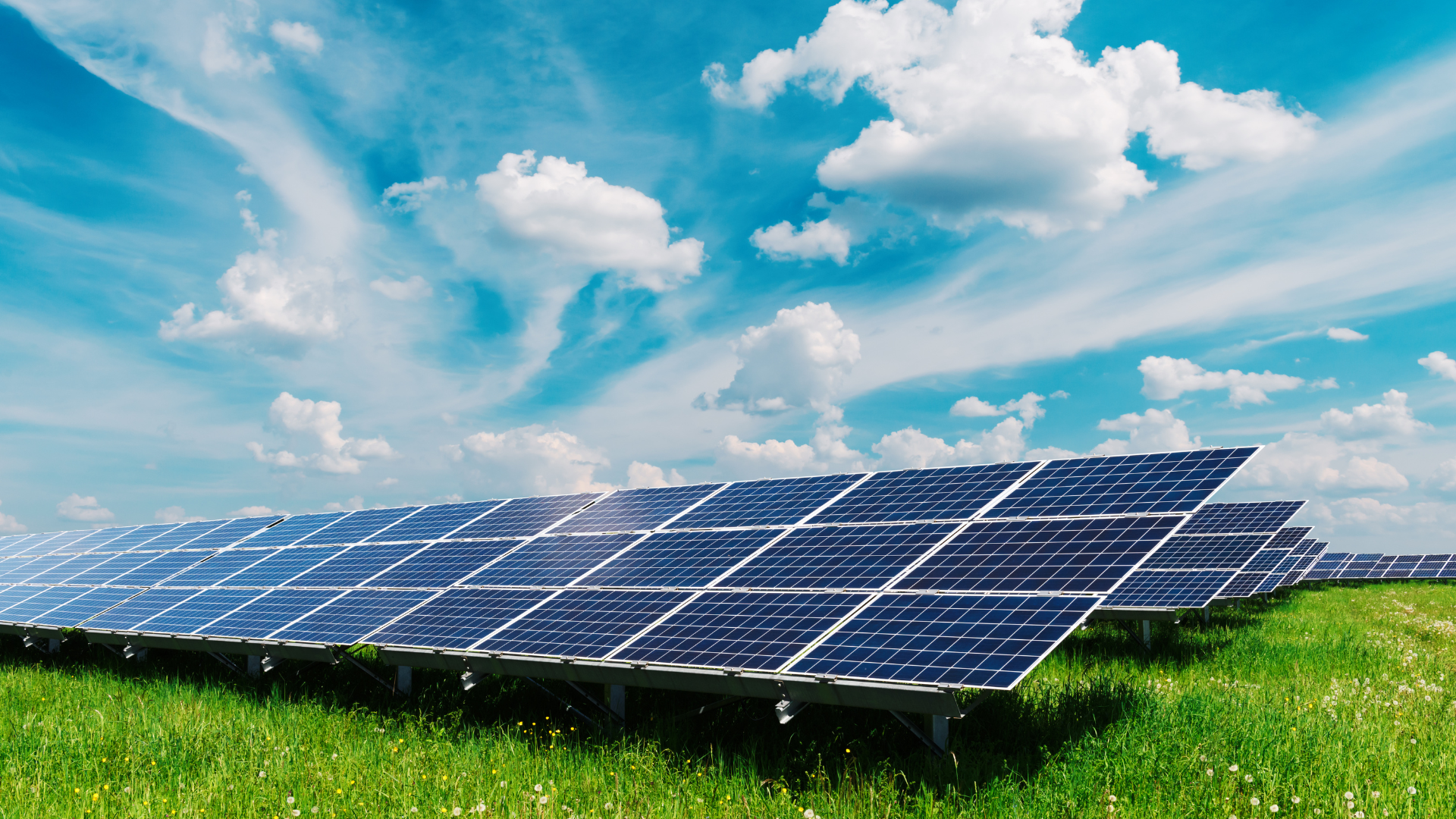 Solar panel on blue sky background