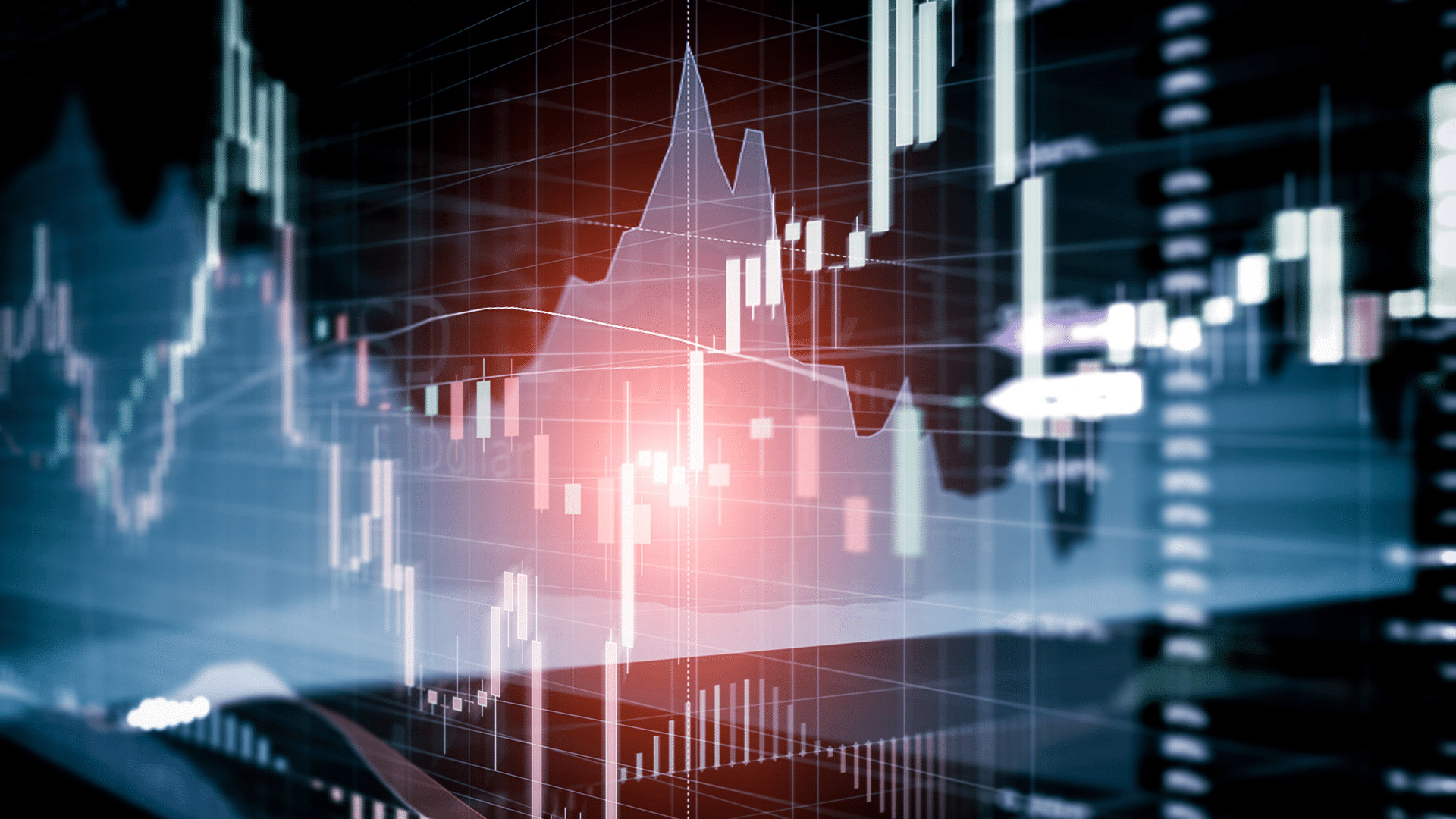 Candle Stick Graph and Bar Chart of Stock Market Investment Trad