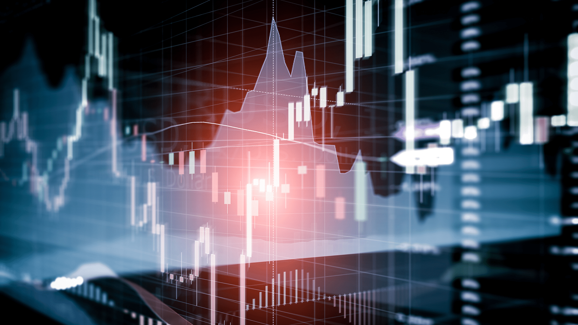 Candle Stick Graph and Bar Chart of Stock Market Investment Trad