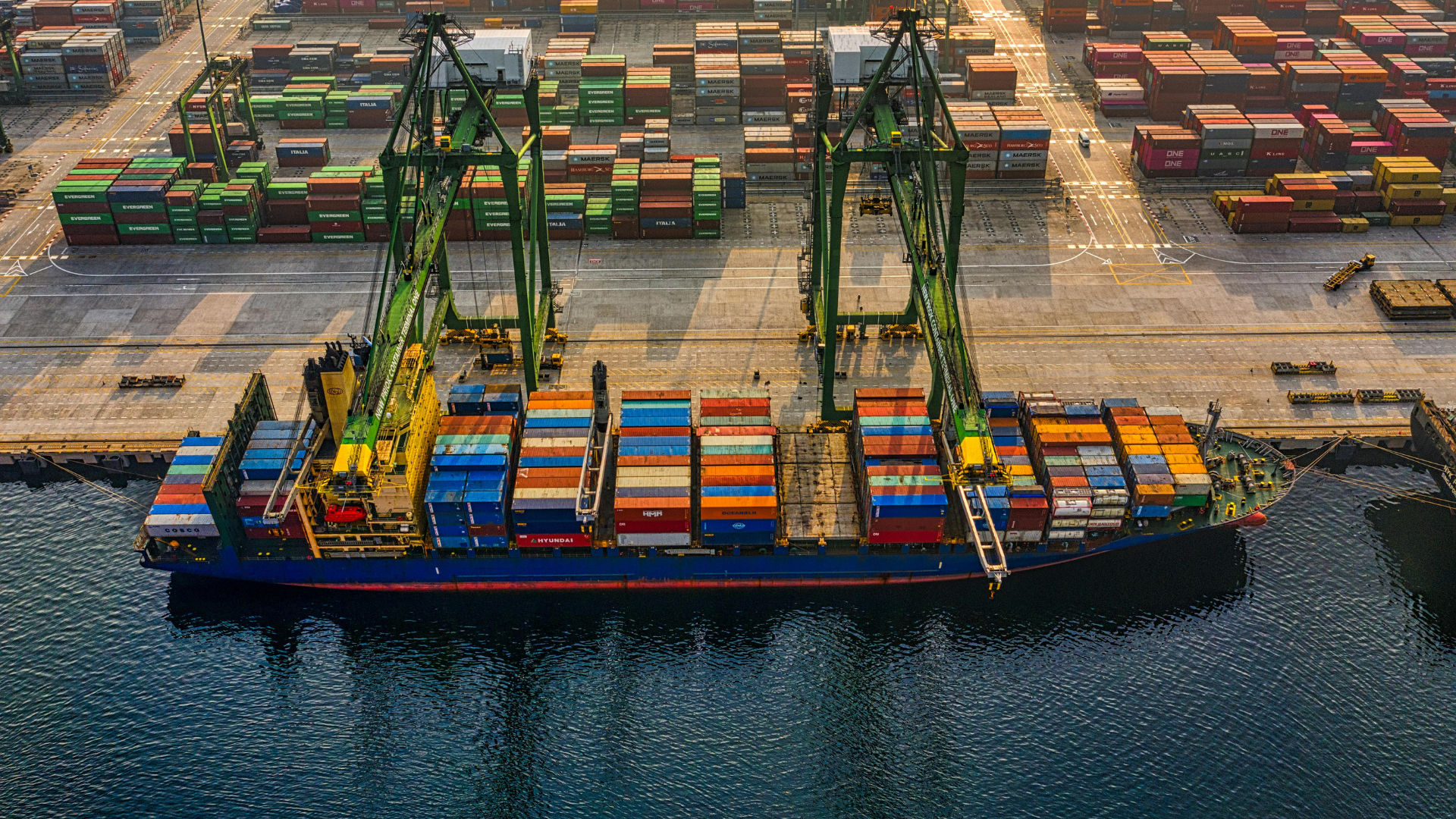 Drone Shot of a Cargo Ship on Port