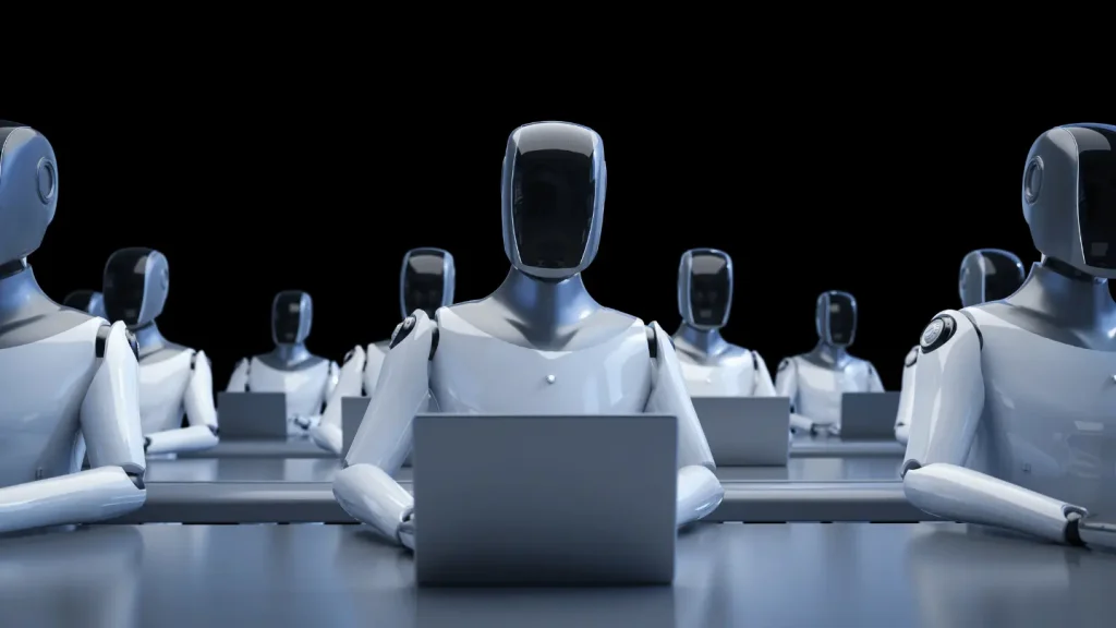 Automation worker concept with ai assistant robot working