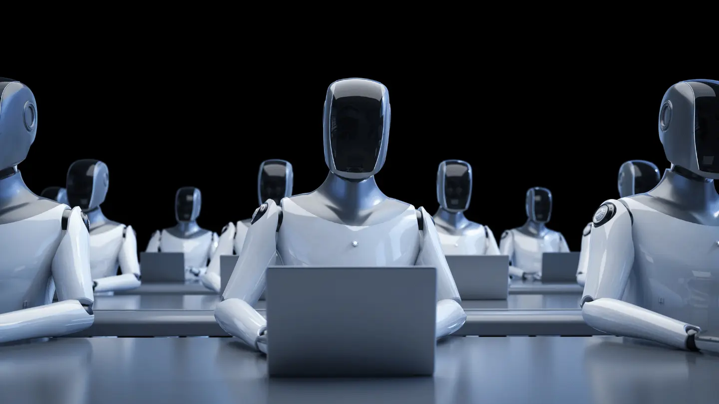 Automation worker concept with ai assistant robot working