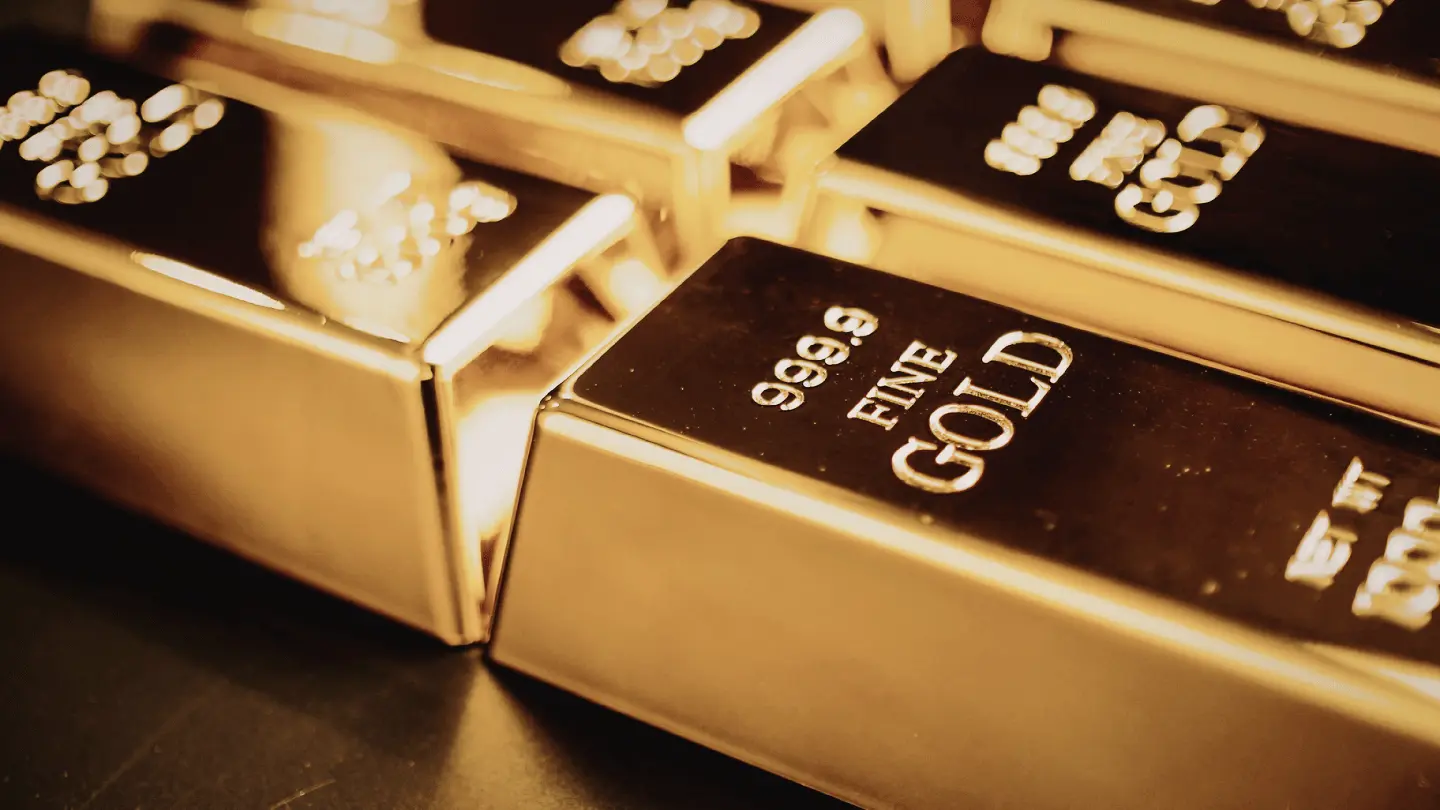 Stacks of fine gold bars