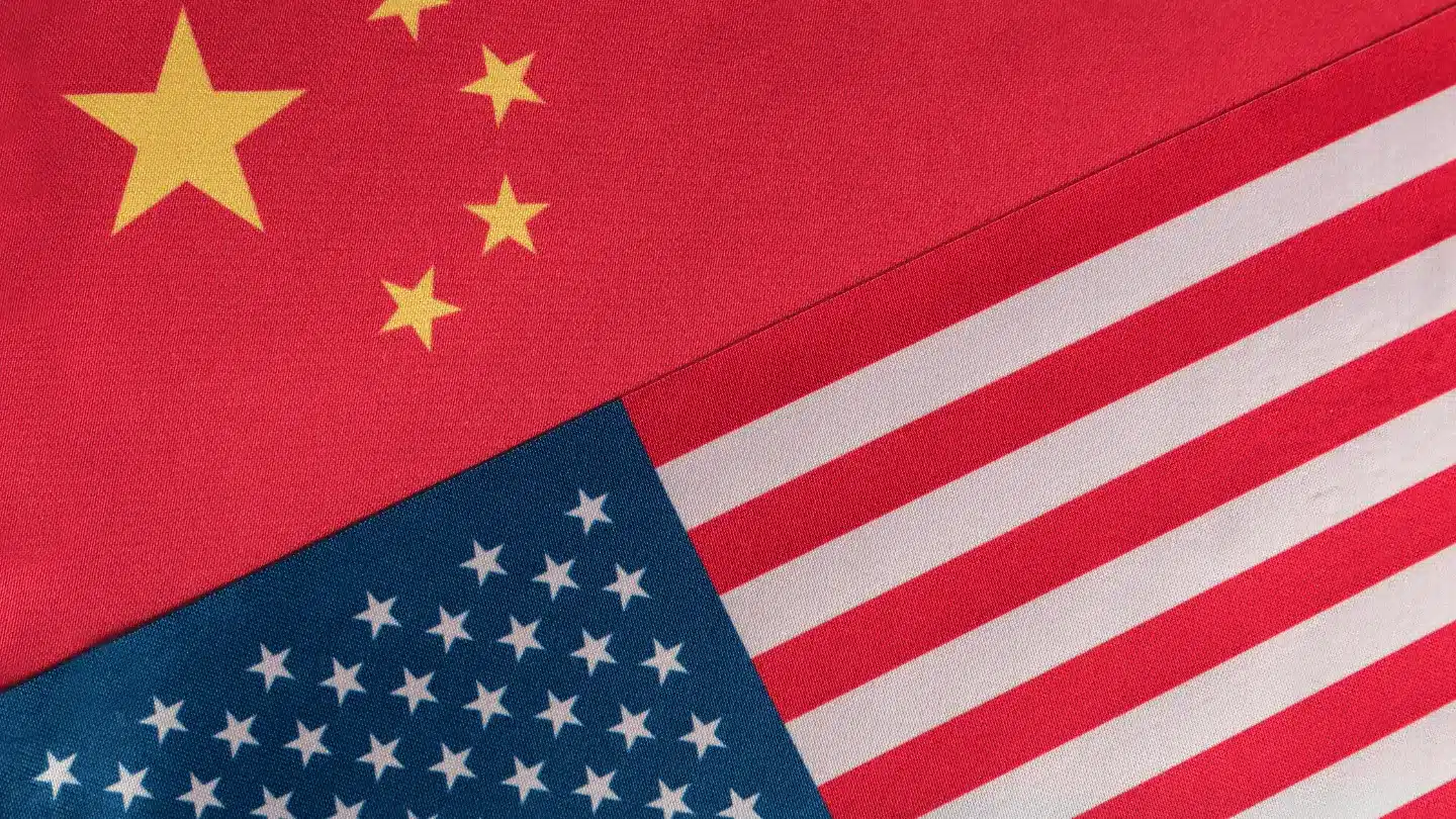 United States and China Flags