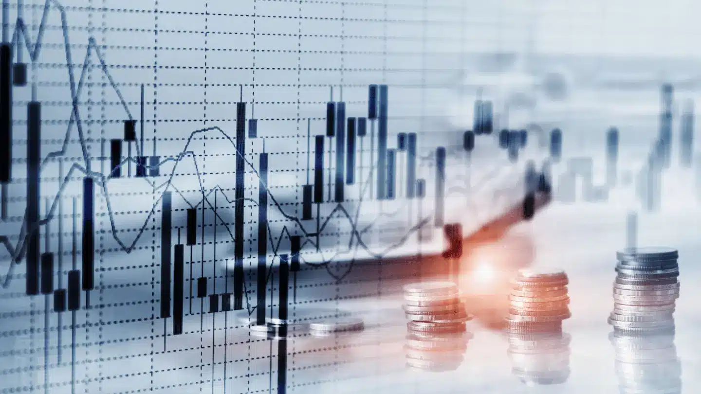 Black and white charts stock market candles