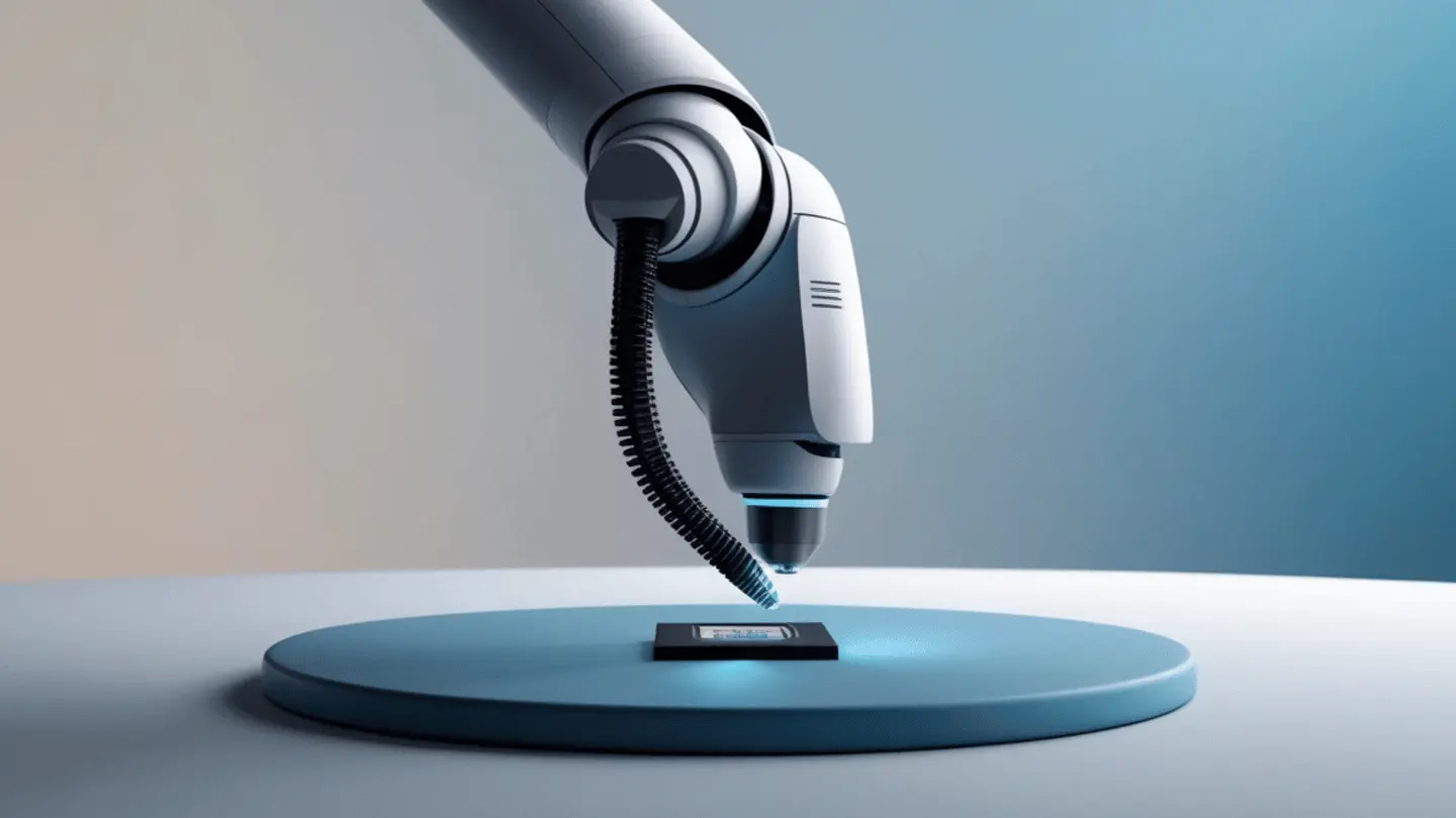 Robotic Arm Examining Microchip