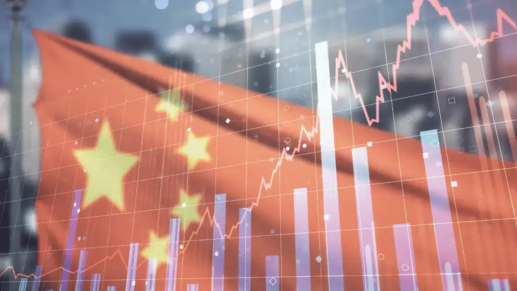 Financial graph on China flag