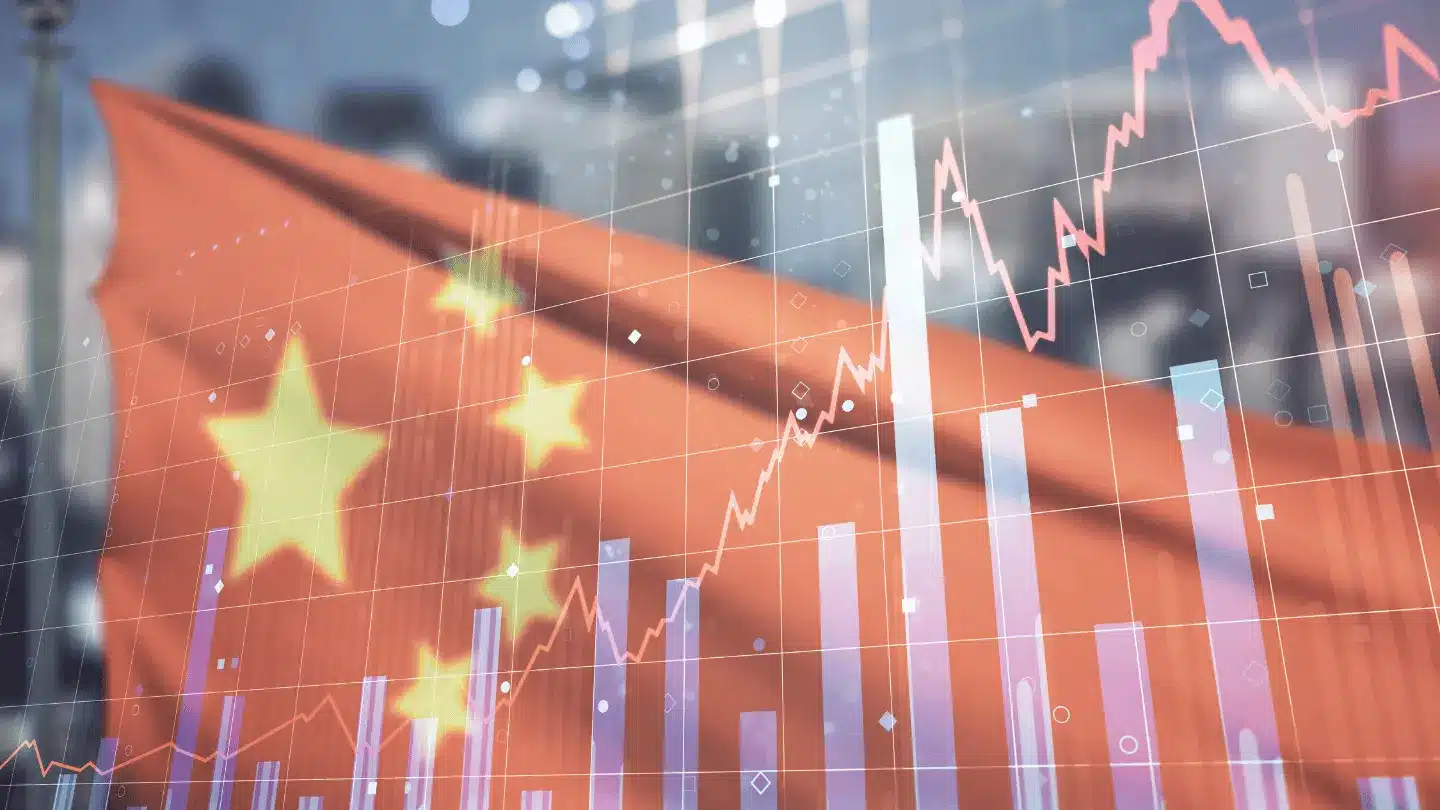 Financial graph on China flag