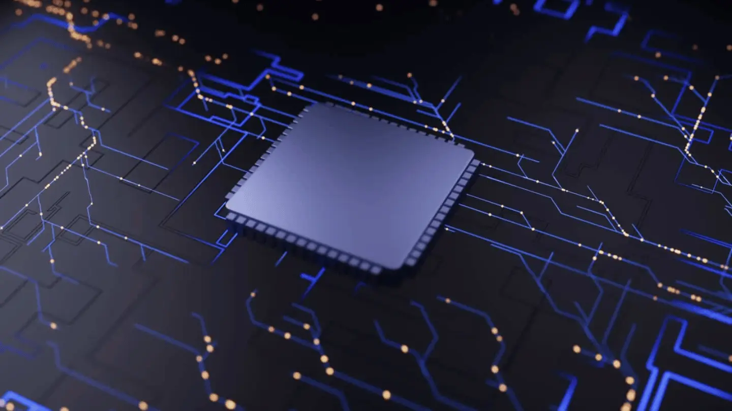 AI chip blue lighting
